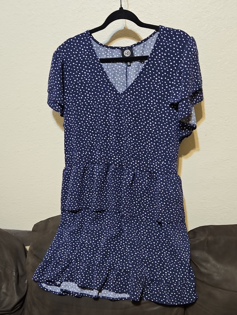 bobeau Navy Blue Polka Dot Midi Dress